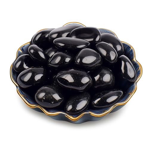 Polished Stone Set Obsidian Crystals, 0.8" 10–14 Pieces Handpicked Tumbled Gemstones Rocks, Pebbles for Reiki, Chakra, Healing, Home Decor - color: Obsidian, size: 0.8"