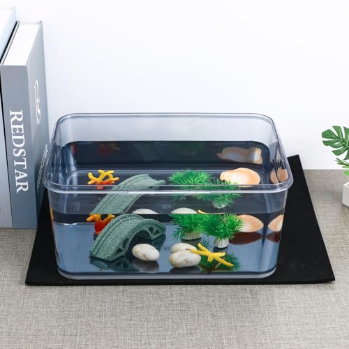 TEHAUX Aquarium Leveling Mat 15.7x11.8 in 0.6cm Thick Foam – Shock-Absorbing Crack Prevention for Rimless 10-Gallon Tanks, Non-Slip Waterproof Floor Protector for Betta & Small Aquariums