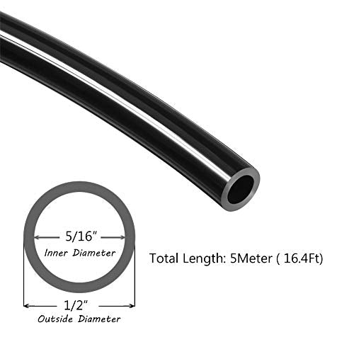 Beduan Pneumatic Tubing Pipe 1/2" OD Black Air Compressor PU Line Hose Tube for Water Fluid Transfer 5Meter 16.4ft - color: Black, size: 1/2" OD-16.4ft