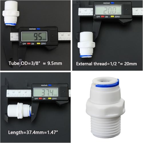 1/2" Male Thread Straight Through x 3/8" PE Hose OD Push-In Quick-Connect Fitting for RO Reverse Osmosis Water Filter, Beverage Dispenser & Water Filtration/Purification Systems Accessories (5PCS) - style: 1/2" Male Thread to 3/8" Quick-Connect Straight