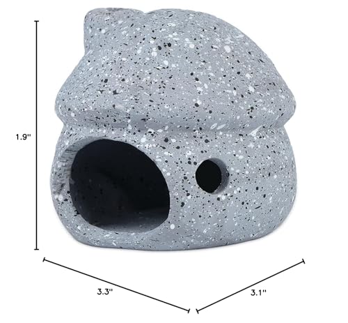 Aquarium Decorations Ceramic Mushroom House for Fish Tank Landscape to Small Shrimp/Goldfishes Hiding Rest and Breed (Grey)