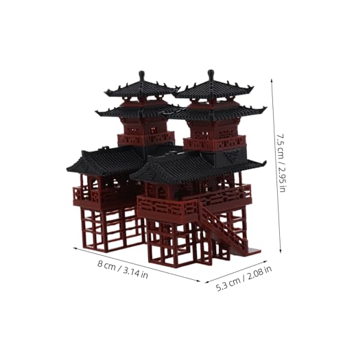 Unomor Artistic Mini Pavilion Ornament Chinese Traditional Architecture Bonsai Fish Tank Decor