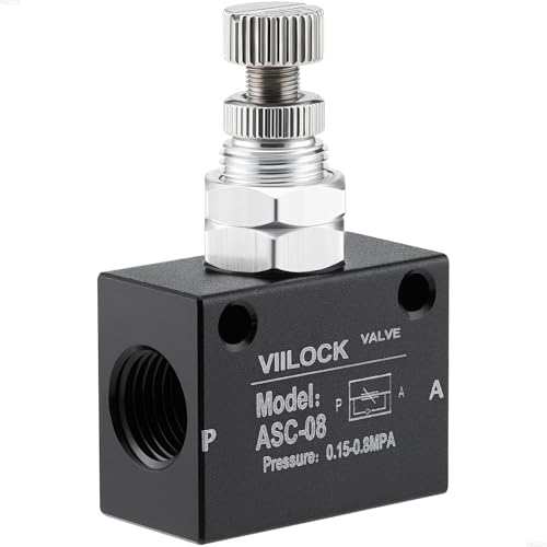 Pneumatic Air Flow Control Valve, PT1/4 Speed Regulating One-Way Throttle Valve ASC-08 - size: PT1/4