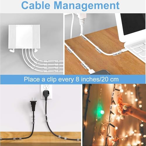 120 PCS Cable Clips (Small & Large),Adhesive Cable Clips for Wall,Finisher Wire Clamp for TV PC Laptop,Cable Management Clips Outdoor Light Clips - color: 120PC