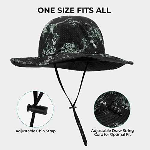 KastKing Sol Armis UPF 50 Boonie Hat - Sun Protection Hat, Fishing Hat, Beach & Hiking Hat, Paddling - color: Boulder Camo Obsidian, size: Laser-vented Design