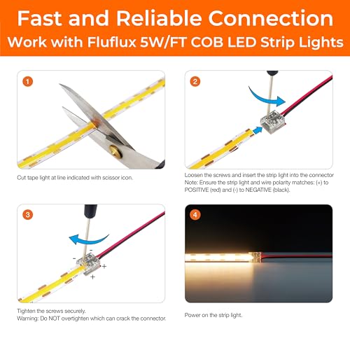 2-Pin Solderless Power Connector for 10mm LED Strip Lights, with Pre-Installed 6'' 20AWG Wire and 3M VHB Adhesive, 10mm LED Tape Light Connector, for Quick, Secure Connection (Pack of 10) - style: Power Connector
