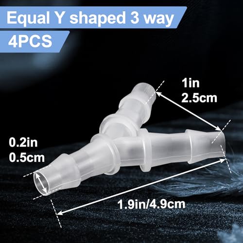 4 PCS 1/4" Y Shaped Connector, Plastic Hose Barb Fitting 3 Way Tubing Connectors, Equal Barbed Joint Splicer Mender Adapter Union for Air Line Water Oxygen Tubing Pipe Gas - White - style: 1/4" Y Shape,4pcs