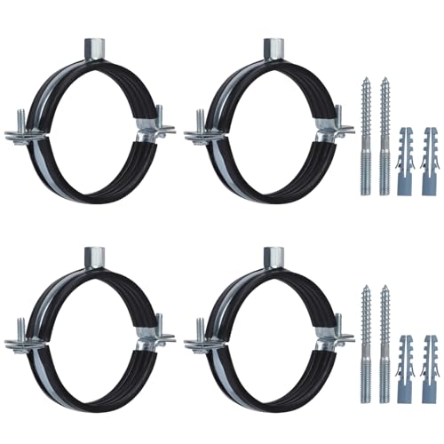 4 PCS Split Ring Pipe Hanger, Heavy Duty Adjustable Pipe Bracket Clamp with Screw & Expansion Tube, Wall Ceiling Mount Galvanized Iron Pipe Strap Supports Fit for Pipe OD 1.9-2 Inch(47-51mm) - size: Fit For Pipe OD 1.9-2 inch (47-51mm)