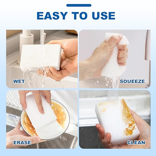 50-Pack Extra-Thick Melamine Sponges 3.94" 2.76" 1.18" Durable Kitchen & Bathroom Cleaning Pads Powerful, Non-Scratch, Water-Activated Magic Sponge - size: 50 Ct (Extra-Thick)