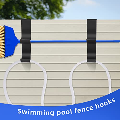 codree 2 Pcs Pool Fence Hooks for Pool Equipment- Black Heavy Duty Fence Hooks for Pool Poles- Slipe-on Fence Hanger for Pool Hose Pool Skimmer, Fit 3/4 Inch to 1-1/4 inch Railing - color: Black-2