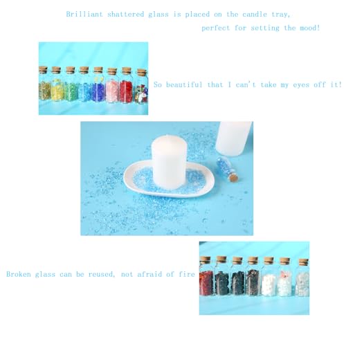 Sea Blue Irregular Broken Glass Chips,2-4mm Crystals Sparkle Crushed Glass,for Resin Craft/Vase Fish Tank/Candle Base Filling Stone,Or Garden Floor Wall Colorful Decoration Glass Pieces(100g) - color: sea blue