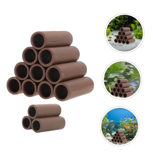 HANABASS 2pcs Pottery Shrimp Habitat Ornament Aquarium Breeding Shelter Fish Tank Hiding Spots Durable Spawning Tube Decorations for Shrimp and Betta Fish Care