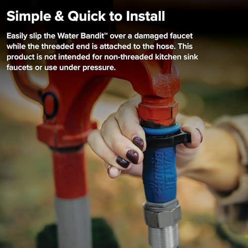 Camco Water Bandit - Features a Flexible Silicone Sleeve for 1" Faucets & Male Water Hose Connection that Fits 3/4-11.5NH Hose Threads - Works with Damaged Faucet Threads/Threadless Faucets (22484) - size: No Size