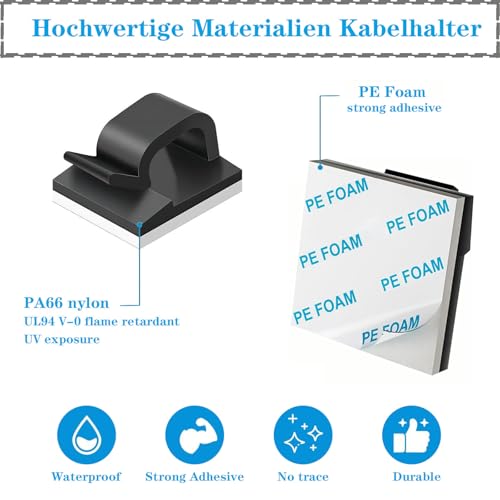 Adhesive Cable Management Wire Clips(Black 50 Pcs),Wires Clips Holders for Cords on wall,Outdoor Cable Clips,Suitable for Under Tables, Cars, Walls, televisions, Christmas Lights - color: Black, size: Small