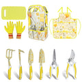 Yellow Garden Tools Set for Women, iHansee 10-Piece Gardening Tool Kit with Handbag, Non-Slip Ergonomic Handles, Gardening Gift for Women, Mom, Garden Lovers - style: Yellow
