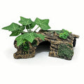Resin Hollow Tree Trunk Aquarium Decor, Betta Fish Tank Accessories, Reptile Hide for Small Fish to Hide and Rest (Grape Leaves)