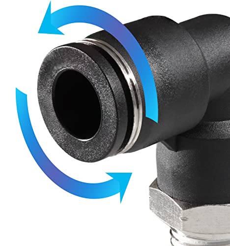 1/4 Air hose fittings, Air fittings Male Elbow 1/4 Inch Tube OD x 1/4 NPT Thread Push to Connect Fitting, PL-1/4-N2 (Pack of 10) (1/4-1/4) - size: OD 1/4 - NPT 1/4