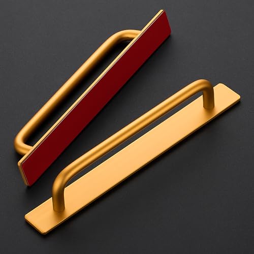 2 Pack Adhesive Handles Self Stick Instant Cabinet Handles 8.35" Stick on Cabinet Handles Drawer Push Pull Handles Helper Sliding Screen Door Handles for Sliding Closet Window Wardrobe - Gold - color: Gold, size: 8.35 In Length