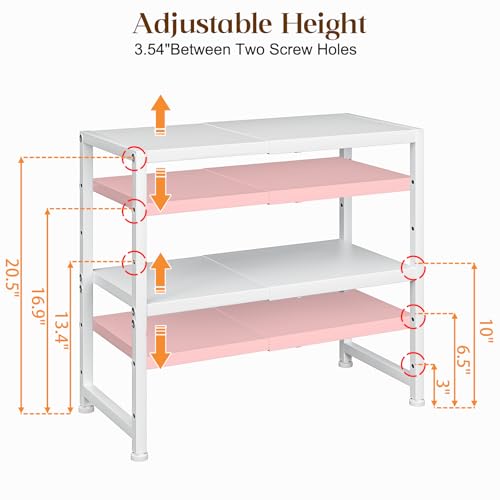 2-Tier Expandable Kitchen Storage Shelf,150LBS Heavy Duty Metal Shelving Units For Small Appliance,Adjustable Pots and Pans Organizer Rack Shelves For Kitchen Counter Under Cabinet Garage Pantry,White - color: White