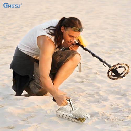 Sand Scoop for Metal Detecting, Stainless Steel Metal Detector Scoop with Long Steel Handle, Metal Detector Accessories, Sand Sifter for the Beach, Large 2