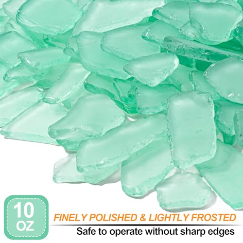 Keedolla Tumbled Sea Glass for Crafts - 10 OZ Flat Frosted Seaglass Pieces for DIY Art Crafts, Vase Filler, Beach Weddings, Aquarium and Home Decor - Mint Green - color: Mint Green, size: 10 OZ / 0.63 LB