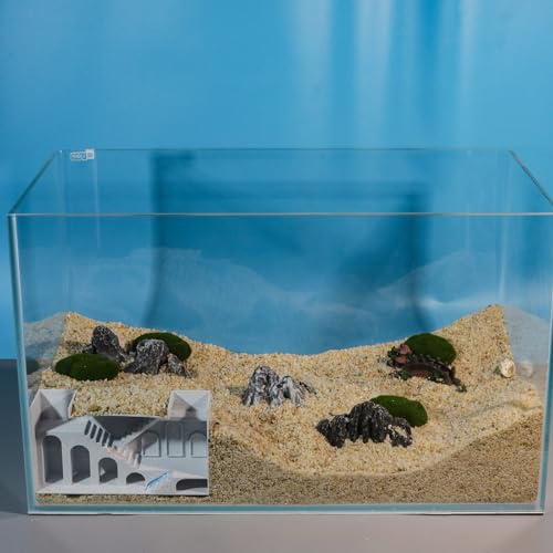 Aquarium Undergravel Fish Tunnel Hide Cave Corner Castle Tank Decorations Under Gravel Viewing Tunnel Fish & Shrimp Cave for Aquarium Hideout(Light Gray,Style A) - color: Light Gray, style: Style A