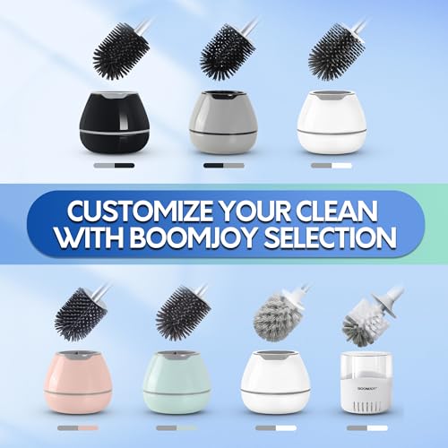 BOOMJOY Toilet Brush and Holder Set, Silicone Toilet Bowl Cleaner Brush, Toilet Scrubber Brush with Tweezers for Bathroom Cleaning, RV Accessories and House Organization Must-Haves - Green/Aqua - color: Green
