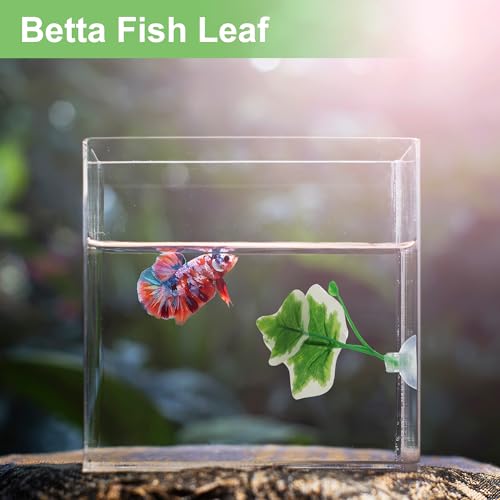 Betta Fish Leaf, Natural Habitat Simulation for Betta Spawnings Grounds, Betta Spawnings Leaves, Resting Bed, Large Small Leaves, White Green