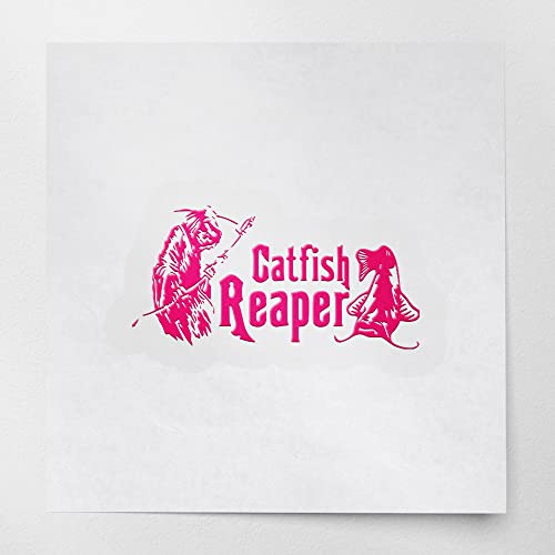 2 Pcs - No Background Decal Stickers of Catfish Reaper Fishing #2 (Pink) Premium Waterproof Vinyl Decal Stickers for Laptop Phone Accessory Helmet Car Window Mug Tuber Cup Door NVCSKUS570832PI090622 - color: Pink, size: 6.8'' x 3.3''