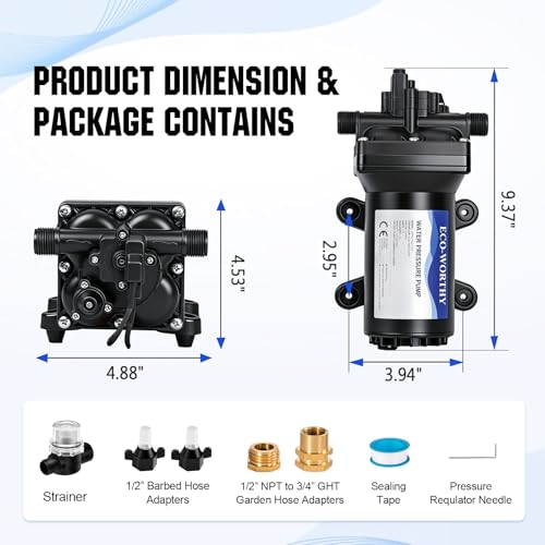 ECO-WORTHY 110V AC Fresh Transfer Diaphragm Water Pump On Demand 5.5GPM 70PSI High Pressure Water Booster Pump 110 Volt with Pressure Switch for Irrigation Garden Hose Sprinkler Home RV - size: 5.5GPM-70PSI-110V-Standard Package