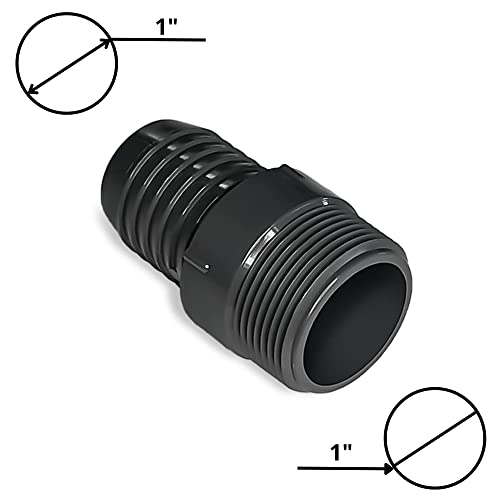 PVC Hose Connector - 1 Inch Insert x 1 Inch MNPT - Garden Hose Fittings - Barbed Connector Hose Adapter - color: Black, size: 1 in hose connector