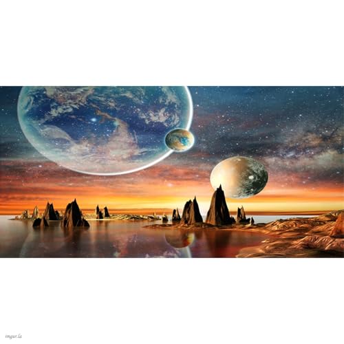 AWERT 30x12 inches Galaxy Aquarium Background Space Theme View of The Planets from Earth Fish Tank Background Hot Desert Terrarium Background - size: 30x12in/75x30cm