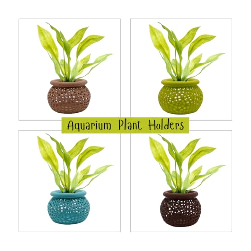 Aquarium Plant Pot Holders, Aquatic Plant Holder, Securely Hold Aquatic Plants, Promoting Healthy Root Growth, Fish Tank Aesthetic (Pack of 4) - color: Pack of 4