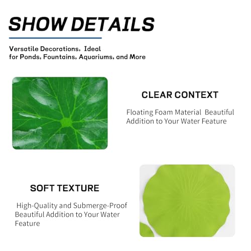 BRBASAP 6Pcs Realistic Floating Lily Pads for Ponds Artificial Foam Lotus Leaves for Pond Decor Plastic Water Lily Pads Foliage for Pool Koi Fish Patio Aquarium Lifelike Pond Plants