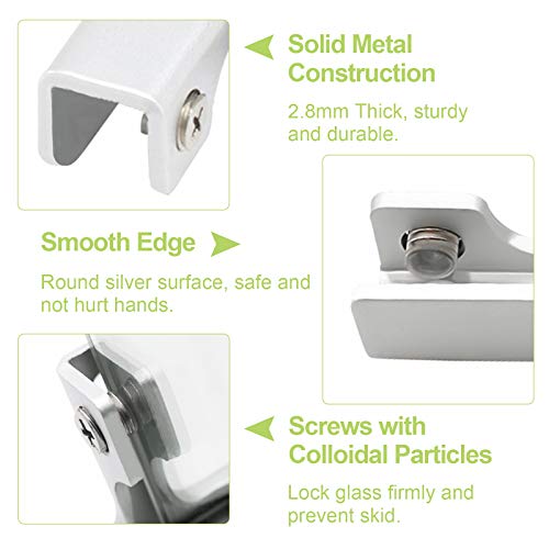 4Pcs Aluminum Alloy Glass Fixing Clip 2 Way Glass Connectors Rimless Clip Holder for Fixing or DIY Fish Tank, Wind Guard, for 8-12mm Thickness - color: Aluminum Alloy,for 8-12mm, size: 4 Pieces