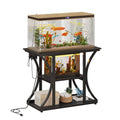 50 Gallon Aquarium Stand with Power Outlets Fish Tank Stand with 3-Tier Storage Shelves Display Stand for Turtle Tank Shelves Metal Frame Stand for Living Room Office Entryway(Black) - color: Black