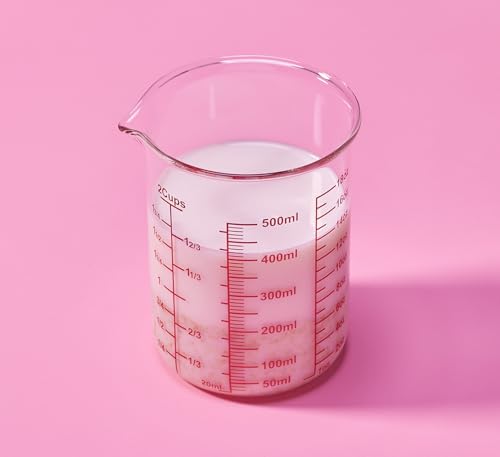 High Borosilicate Glass Measuring Cup-V-Shaped Spout，Glass Measuring Beaker for Kitchen or Restaurant, Easy to Read, 500 ML (16 Oz, 2 Cup) - size: 2Cup,500ML
