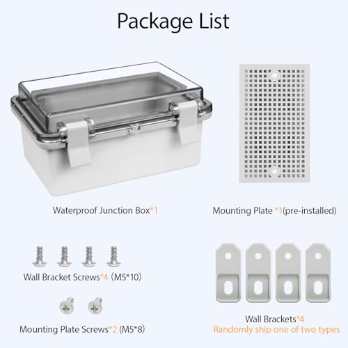 ABS Plastic Dustproof Waterproof IP65 Junction Box Hinged Shell Universal Electrical Project Enclosure Gray, with PC Transparent Clear Cover 5.9 x 3.9 x 2.8inch(150 x100 x70mm) - size: 5.9" x 3.9" x 2.8" (1pc)
