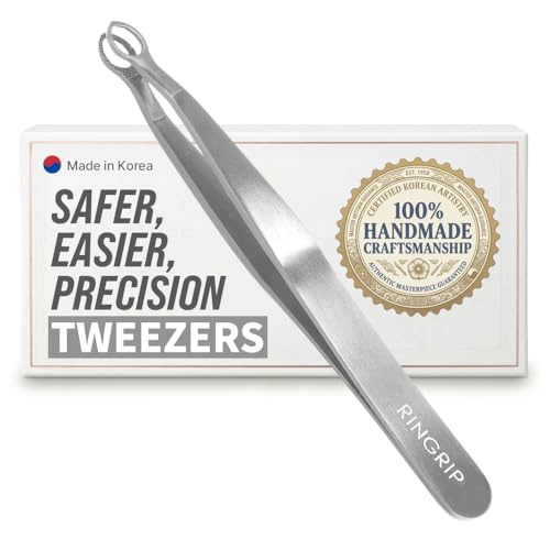 [Premium Hand-Made] Tweezers for women facial hair - Round tip Tweezers, Eyebrow Tweezers, 304 Surgical-grade Stainless Steel for Safety, Precision tweezers, Facial Hair for Men & Women (Silver) - color: Silver