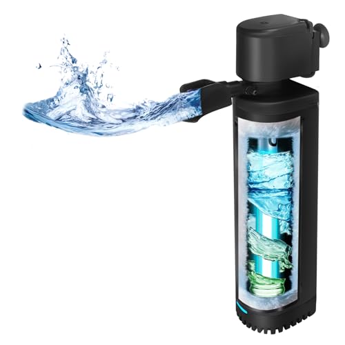 300GPH Aquarium Filter, UV Sterilizer for Aquarium for 45-120 Gallon, Submersible Pump Filter for Green Water Algae Clean, Ultra-Silent Green Killing Machine with Fish Tank & Turtle Tank Deodorization - size: Aquarium Filter for 45-120 Gallon