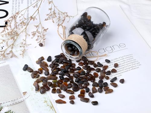 YATOJUZI Aquarium Gravel Fish Tank Rocks 0.85lb Sea Glass Stones for Crafts Decorative Frosted Glass Pebbles for Aquarium Fish Tank Vase Filler DIY Home Decor (Dark Brown) - color: Dark Brown