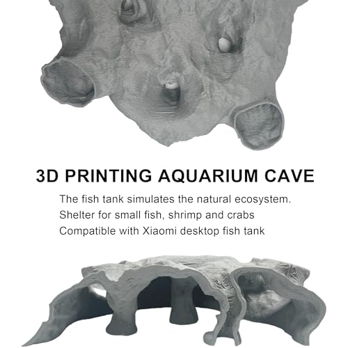 LIYAOLI Aquarium Cave Tunnel Hideout - 3D Printed Fish Tank Cave Decor for Pleco,Friendly Sinking Base Shrimp/Betta Fish Hideout for Aquarium with Viewing Ports (M - Grey) - color: M - Grey