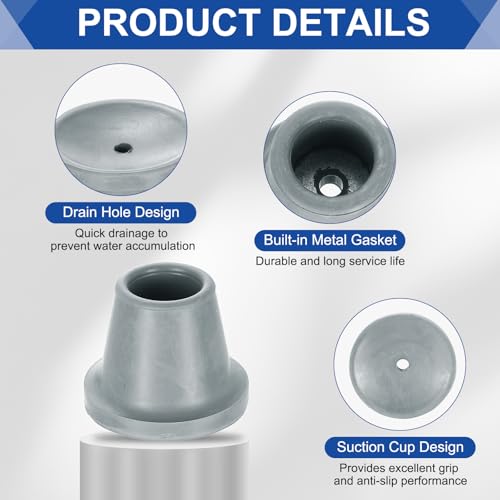 uxcell 4Pcs Replacement Feet for Shower Chair Bath Seat, 7/8" ID Heavy Duty Non Slip Rubber Suction Cup, Feet Chair Leg Caps for Shower Stools and Transfer Bench, Gray - color: Grey, size: 7/8"