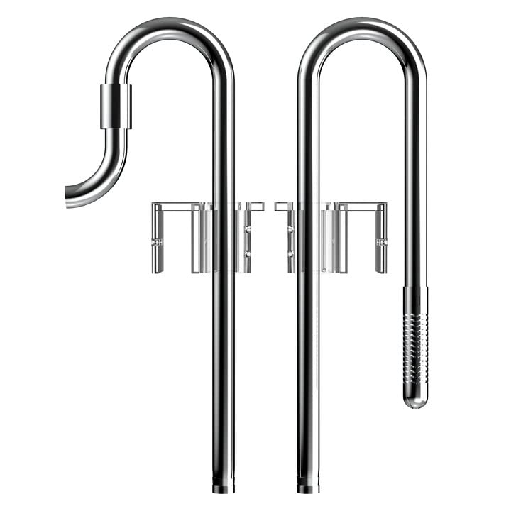 FZONE Stainless Steel Lily Pipe Inflow and Outflow Work with 16/22mm Filter Hoses, Ideal for Aquarium Plant Tanks, with Acrylic Pipe Fixer(16mm) - size: 16mm