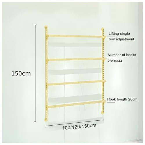 4/5 Tier Wall Mounted Socks Rack, Metal Adjustable Height Underwear Display Shelf, Retail Store Bras/Panties/Tank Tops Organizer Stand, for Clothing Store.Gold-a-120x150cm