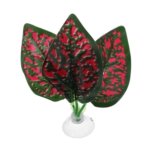 Betta Fish Leaf, Natural Habitat Simulation for Betta Spawnings Grounds, Betta Spawnings Leaves, Resting Bed, Three Leaves, Red Deep Green