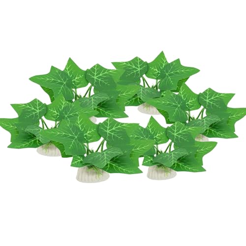 6PCS Aquarium Plants Fish Tank Decorations Small Betta Silk Plastic Plants for Aquarium Decor - color: H-6pcs Set/Green