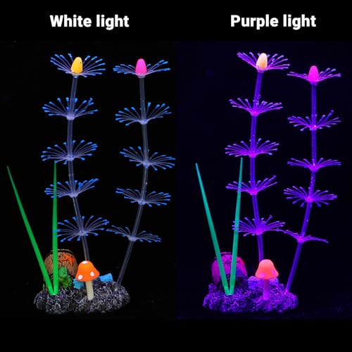Soft Silicone long Coral Decor with Dynamic Swaying Motion, Weighted Base Aquarium Ornament for Lifelike Reef Aesthetic in Freshwater Saltwater Fish Tank, Safe Shelter for Invertebrates (Blue) - color: Blue