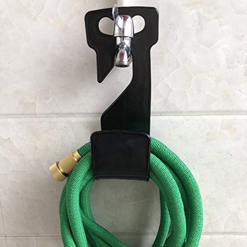 chic style 2 Pack Garden Hose Hanger Wall Mount Hose Holder Hook Fit to 25 50 75 100foot Hose (ABS Plastic, Black) - size: 2 Pack 9.85 *3.93 *3.5 Inch