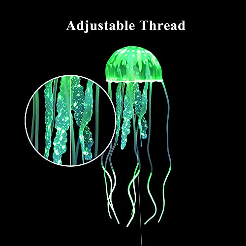 Lpraer 6 Pieces Glow Aquarium Ornaments Artificial Glow Floating Jellyfish Seahorse Anemones Silicone Simulation Fish Tank Decorations for Fish Tank - color: 6 Pcs (Jellyfish+seahorse+anemones)